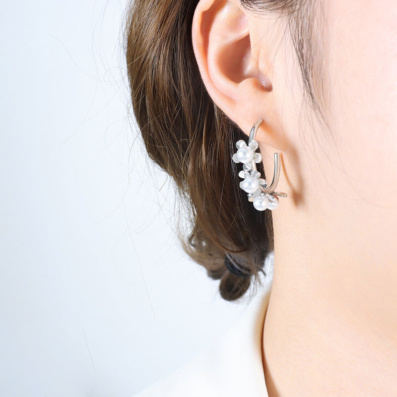 Wholesale Pearl Flowers Gold Plated Earring